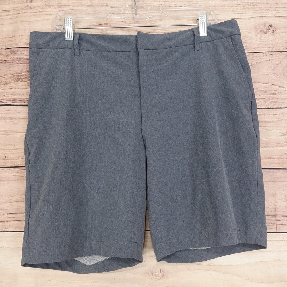 All In Motion Shorts Mens 36 Gray Chino Polyester Spandex Stretch 8 Inseam